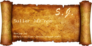 Suller János névjegykártya